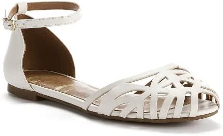 Amazon.com: ELLE White Two-Piece Caged Fisherman Sandals - Women: Everything Else