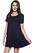 Alexander + David A+D® Womens Loose Flowy Shortslv Crewneck Tunic Dress (S-3X) (Black, Small)