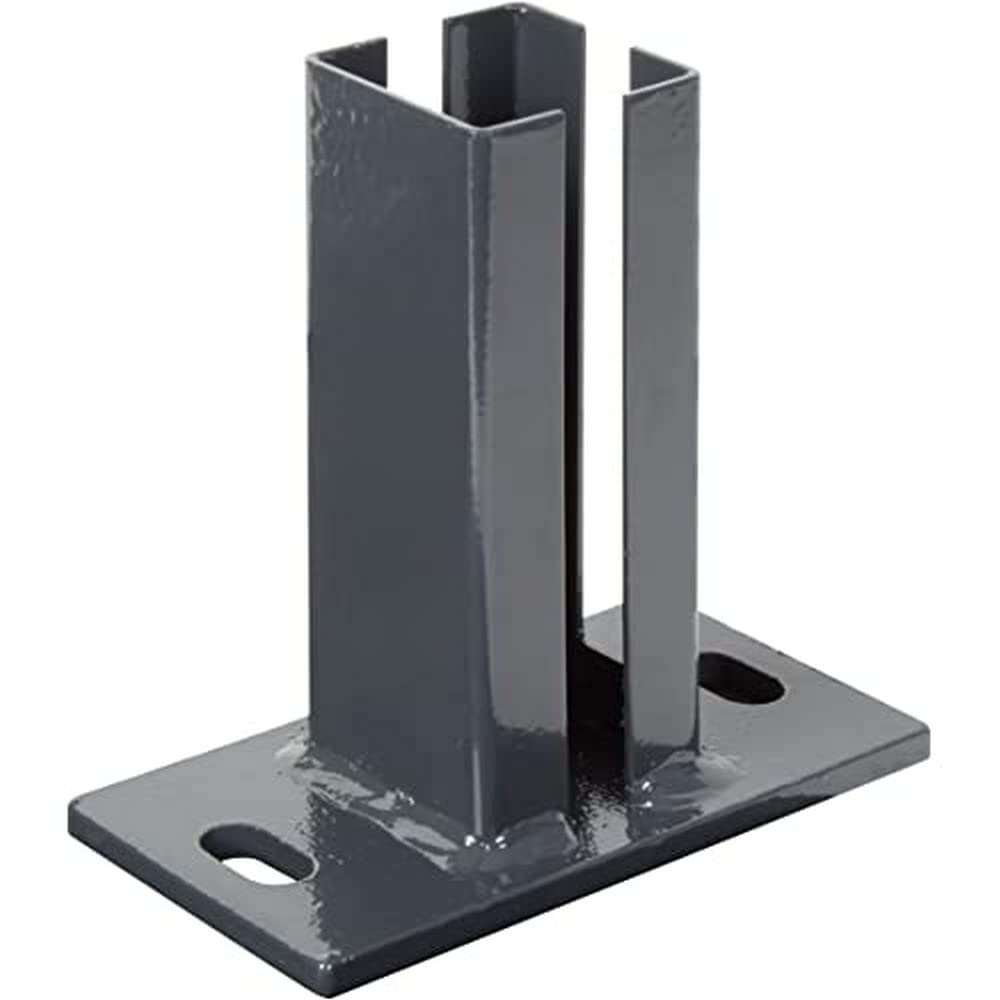 Alberts 685447 Post Support for Corner Posts for Double Rod Mats | to unscrew | hot-dip galvanised, anthracite plastic-coated RAL 7016 | plate 150 x 80 mm | for posts 60 x 60 mm
