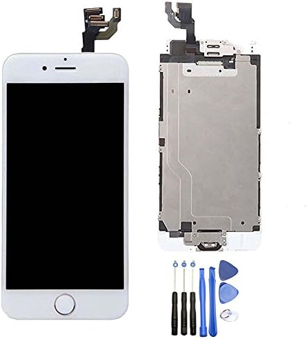 LLLtrade For iPhone 6 Plus (5.5 inch) Full Assembly Replacement LCD Display Screen, Facing Proximity Sensor + Ear Speaker+ Front Camera + Home Button (Without Touch ID) (White)