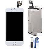 LLLtrade For iPhone 6 Plus (5.5 inch) Full Assembly Replacement LCD Display Screen, Facing Proximity Sensor + Ear Speaker+ Front Camera + Home Button (Without Touch ID) (White)
