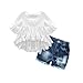 Lankey Girl Clothes Little Kids Short Sets Cotton Casual Coat Jeans 2 Pcs Pants Sets