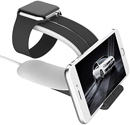 Apple Watch Stand, Universal 2 in 1 Desktop iWatch Charging Station with iPhone Sturdy Holder for ALL Apple Watch & Smart Phone & iPad Edition