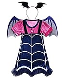 WuFun Girls Vampirina Costume Outfit with Headband Halloween Dress Up (Blue, 4-5Y)