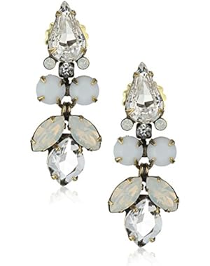 Floral Multi-Cut Crystal Statement Drop Earrings