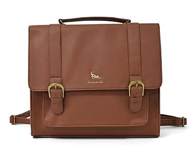 Amazon リュック フェイクレザー 猫プレート 3way スクエア Brown