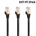 BUSOHE Cat 8 Ethernet Cable 1 FT 2-Pack, 40Gbps 2000MHz Cat8 High Speed Flat Internet Network Patch Cord, SFTP Shielded LAN Wire with Gold Plated RJ45 Connector, Outdoor Indoor, for Router- 1FT Black