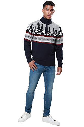 Threadbare Mens Reindeer Twist Zip 