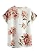 MAKEMECHIC Women's Short Sleeve Casual Floral Print Blouse Tops White XL