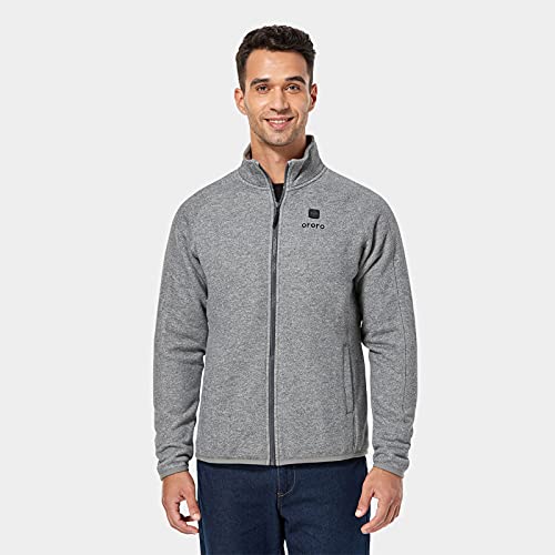 ORORO Men's Heated Fleece Jacket Full Zip with Battery Pack (Grey, XXL) Pricepulse