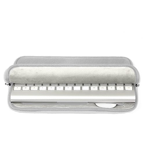 Pawtec Sleeve for Apple Magic Keyboard, Magic Mouse 2, Magic Trackpad 2 with Storage Pocket for Batteries Cables Chargers Neoprene Case (Silver) - Thumbnail 2