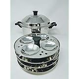 Tabakh 4-Rack Stand & Multi Purpose Plate Idli Cooker, Makes 16, Stainless Steel