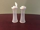 Tupperware Small Hourglass Salt and Pepper Shakers Clear with White Seals and Lids