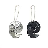 ZHU YU CHUN Stainless Steel Folding Pocket Knifes Coin Shaped Keychain, Fun Gifts, Outdoor Survival Tools(Pack of 2) (Black,Silver)