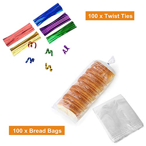 AKUNSZ Bamboo Bread Slicer Guide with Crumb Catcher + 100 Bread Bags & 100Twist Ties, Adjustable Bread Loaf Slicer Foldable Bread Cutter Slicer - Thickness Adjustable 1/4",3/8",1/2" - Thumbnail 4