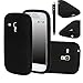 E LV Dual Hybrid Dual Layer Armor Defender Hard Plastic with Soft Silicon Protective Case for Galaxy S3 Mini Bundle with Stylus and Microfiber Digital Cleaner - Black