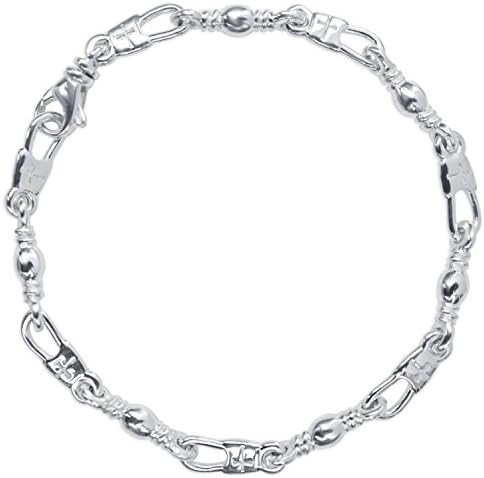 Youth Ladies Sterling Silver Fisher of Men Small Cross or Hook Snap Swivel Link Bracelet (Cross Snap- 8.00")