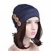 HONENNA Women Chemo Turban headband Scarf Slouchy Beanie Cap Hat for Cancer Patient (Navy blue)