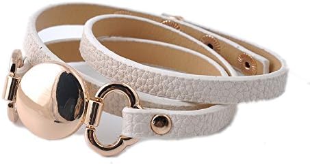 Rainbery PU Leather Wrap Bracelet for Monogram Blank Disc (gold beige)