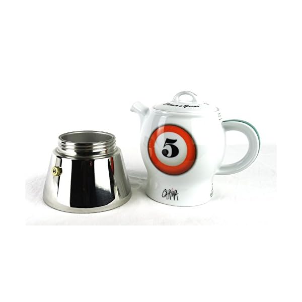 Moka Consorten Espressokocher »Carina biliardo« | Edelstahl und weißes Porzellan | Höhe: 18 cm | Füllmenge: 210 ml… – Bild 3