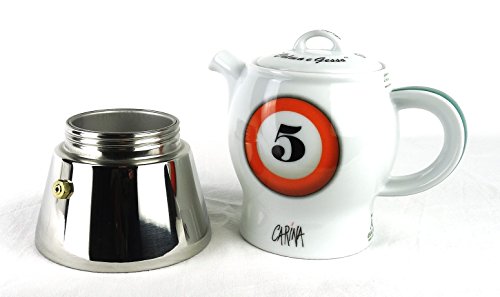 Moka Consorten Espressokocher »Carina biliardo« | Edelstahl und weißes Porzellan | Höhe: 18 cm | Füllmenge: 210 ml… – Bild 3