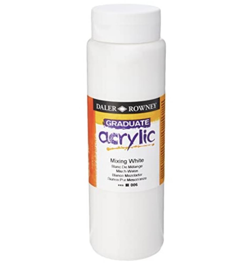 Daler-Rowney Graduate Acrylic Paint, Plastic Bottle, 16.91oz - 500 ml, Mixing White