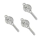 50pcs Vintage Antique Silver Alloy Tennis Racket Charms Pendant Jewelry Findings for Jewelry Making Necklace Bracelet DIY 30x11mm (50pcs Tennis Racket)