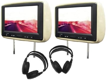 1 Pair Of Concept CHR-1100GRAY 11" Headrest Monitors w/ 2 Wireless Dual-Channel IR Headphones - THESE ARE BIG! MADE FOR TRUCKS! - PLEASE NOTE: NO DVD PLAYER - MONITORS ONLY