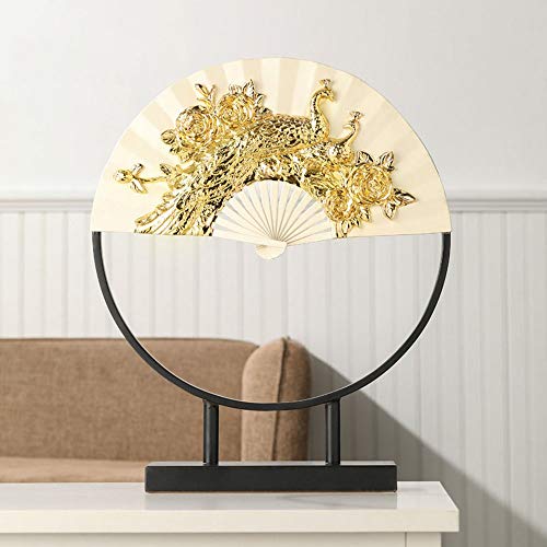 MQW Fan Peacocks and Flowers Model Room Decoration Hotel Club Porch Decoration Living Room Crafts Dining Room Art 5647CM Delicate and Beautiful (Color : A)