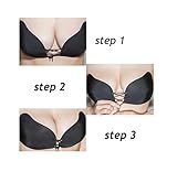Silicone Push-Up Strapless Backless Self-Adhesive Gel Adjustable Bra - US Seller + Extreme Band (Black - D)