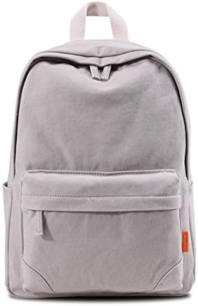 QAMACHAN Canvas Backpack Travel Daypack Unisex Shoulder Bags College Bookbag Laptop Backpacks light gray
