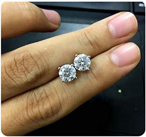 dazzlingjewelrycollection 2 Ct Round Brilliant Cut VVS1 Simulated Diamond Stud Earrings Solid 18K White Gold Over For Women