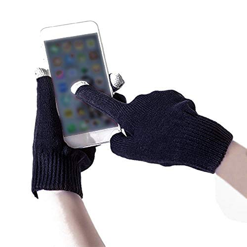Pausseo Men Women Winter Cashmere Knit Touchscreen Fingers Boys Male Girls Female Lady Warm Fleece Thicken Lovely Outdoor Mittens Students Knitted Wool Casual Solid Color Play Snow Glove