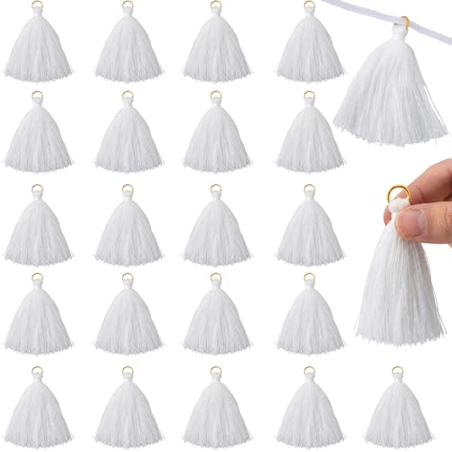 Fun Express 4" X 2" White Fringe Tassel Polyester Cellophane Bag Ties - 24 Piece