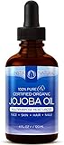 InstaNatural Jojoba Oil - 100% Pure & Certified Organic - Best Cold Pressed & Unrefined Moisturizer for Hair, Face, Skin & Nails - For Soft Skin, Strong Nails, Hydrated Hair & Radiant Skin - 4 OZ