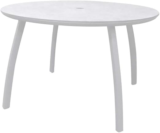Amazon Com Grosfillex Ut48c096 Sunset Outdoor Table 48 Round Table With White Top Glacier White Base Kitchen Dining