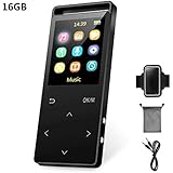 MP3 Player, popwoods Music Player 16GB Lossless Sound MP3 Player with FM Tuner Pedometer Adjustable Armband for Running