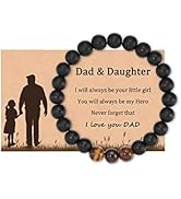 HGDEER Father Day Gifts, 8mm Natural Tiger Eye/Lava/Rock Stone Yoga Mens Bracelet for Dad Stepdad...