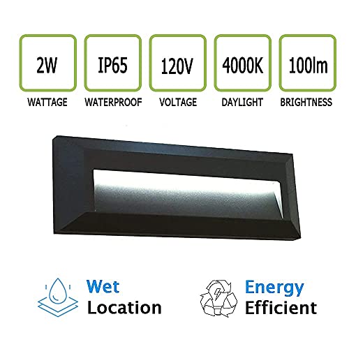 ZONK Outdoor Step Lights 120V, Waterproof IP65 Stair Lights Indoor