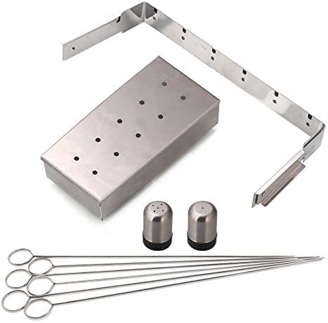 4 Piece BBQ Set- Barbecue Grill Tools Accessories Gift Kit - Stainless Steel Grill, Fork, Smoker Box and Spice Bottle For BBQ– This Kit Fits Nicely with Your Grill