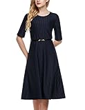 ANGVNS Audrey Hepburn A Line Office Fit and Flare Party Cocktail Dress With Belt