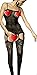 Women's Sexy Lingerie Fishnet Open Crotch Body Stocking Bodysuit Nightwear (Black)