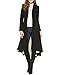 HaoDuoYi Women's Woolen Asymmetrical Swallowtail Open Front Long Trench Coat(M,Black)