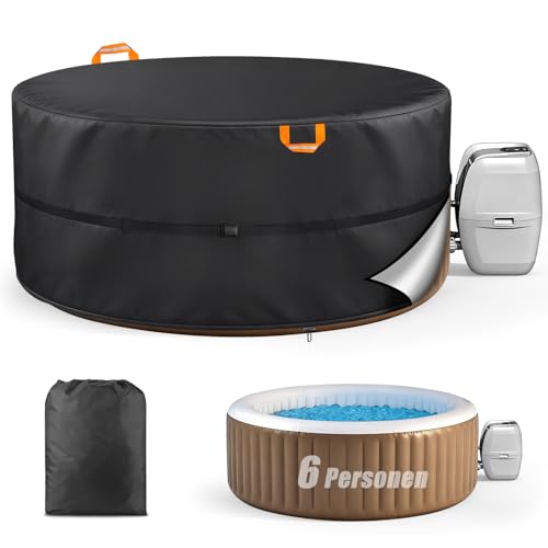 Round Protective Cover for Hot Tub, 4-6 People, Oxford 420D, Inflatable Spa Cover for Rounds, UV Resistant and Waterproof for Outdoor Spa (220 x 72 cm (6 People))