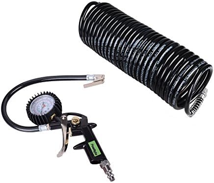 PowRyte 220 PSI Pistol Grip Air Tire Inflator and Recoil Hose Kit