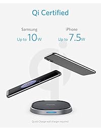 Anker   Cargador inalámbrico USB C, 15 W de carga inalámbrica rápida, certificado Qi, 7,5 W de carga rápida para iPhone XS XS Max XR X 8 8 Plus, 10 W para Galaxy Note 9 S9+ S9, PowerWave 15 Pad (con adaptador de carga rápida)