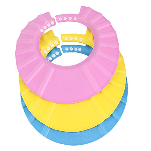 Dianoo Children Baby Kids Waterproof Bathing Cap Shampoo Shower Protect Hat Adjustable Set of 3