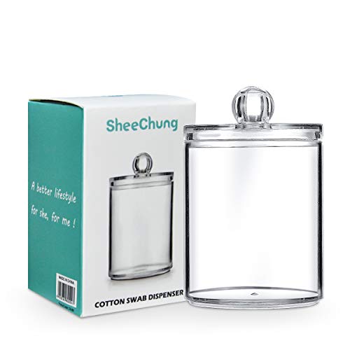 SheeChung Qtip Dispenser Apothecary Jars Qtip Holder Bathroom Storage