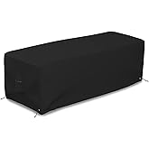Covers & all Outdoor Rectangular Fire Pit Cover, Rectangle Heavy Duty18 Oz Waterproof UV & Weather Resistant, for Patio Lawn Garden Outside, Air Vents & Drawstrings (48"L x 20"W x 18"H, Black)
