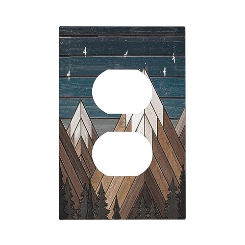 Rustic Geometric Mountain Wilderness Wood 1 Gang